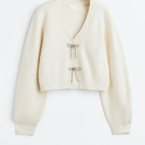 H&M rhinestone bow cardigan